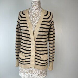 Patterson Kincaid Cardigan Women Medium Stripe Cotton Pocket Retro Sweater Core